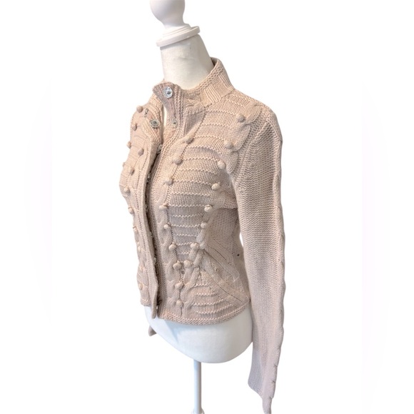 Blush Pink Cardigan - a crochet tufted dot cable knit design. Size Small H&M - Picture 8 of 8